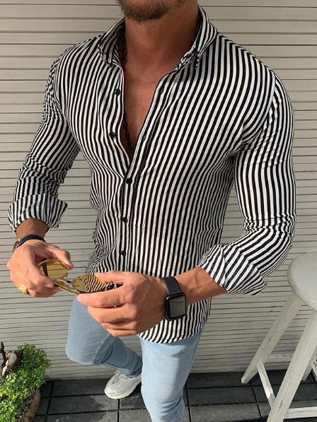 Casual Vertical Striped Long Sleeves Shirt
