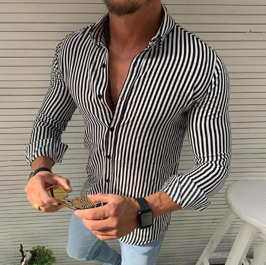 Casual Vertical Striped Long Sleeves Shirt