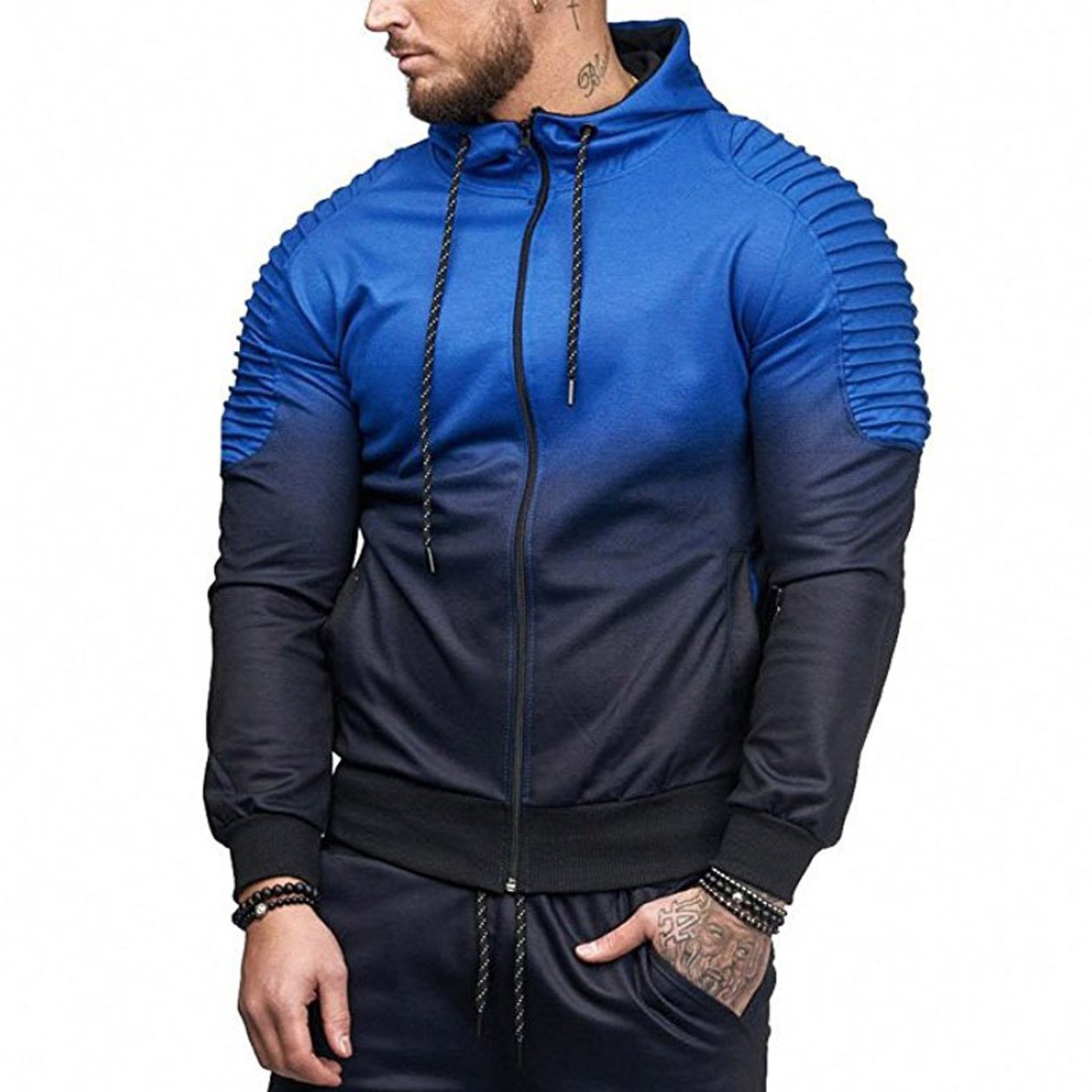 Fashion Mens Gradient Hoodie Sweatshirt