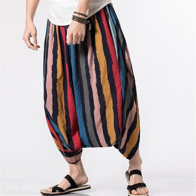 Fashion Casual Vacation Loose Strip Harem Pants