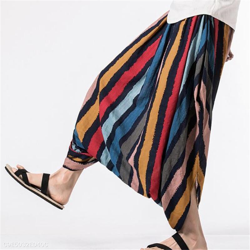 Fashion Casual Vacation Loose Strip Harem Pants