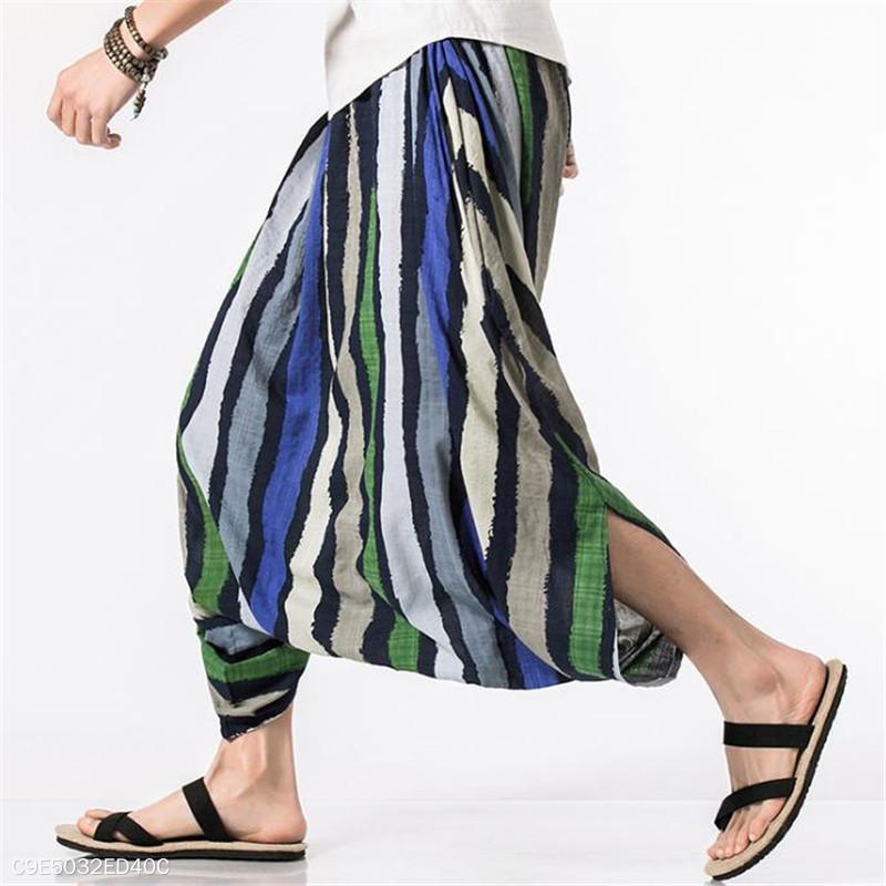 Fashion Casual Vacation Loose Strip Harem Pants