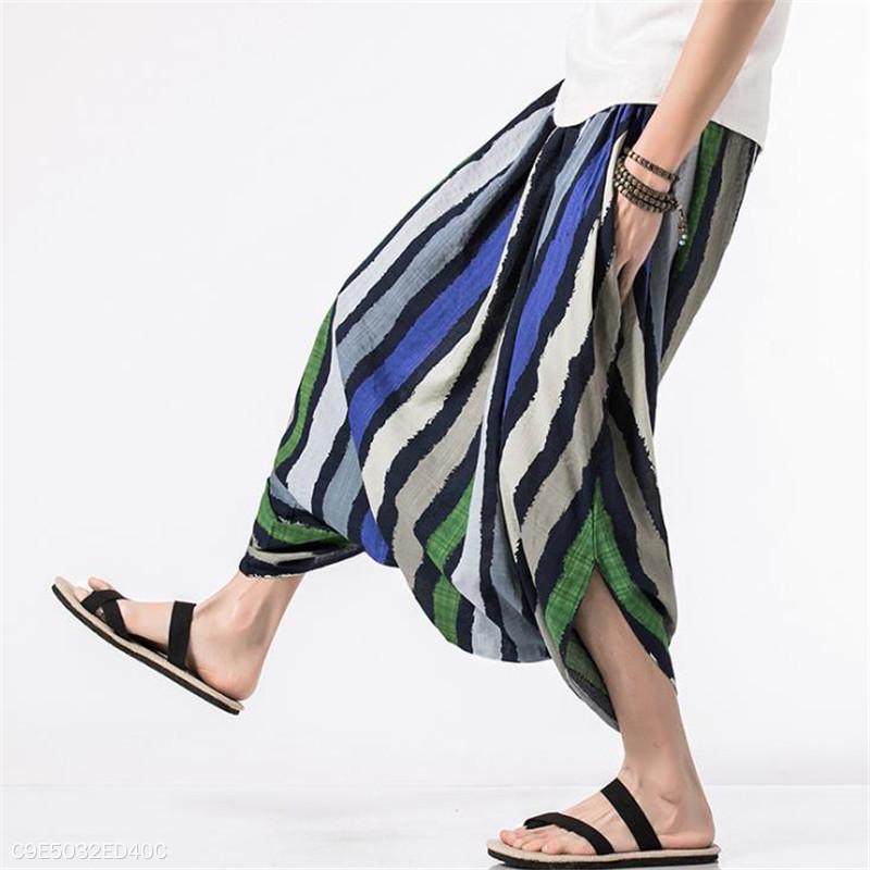 Fashion Casual Vacation Loose Strip Harem Pants