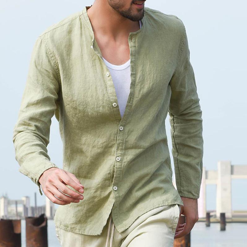 Fashion Casual Mens Cotton/Linen Shirt