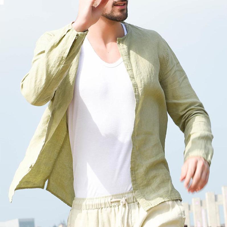 Fashion Casual Mens Cotton/Linen Shirt