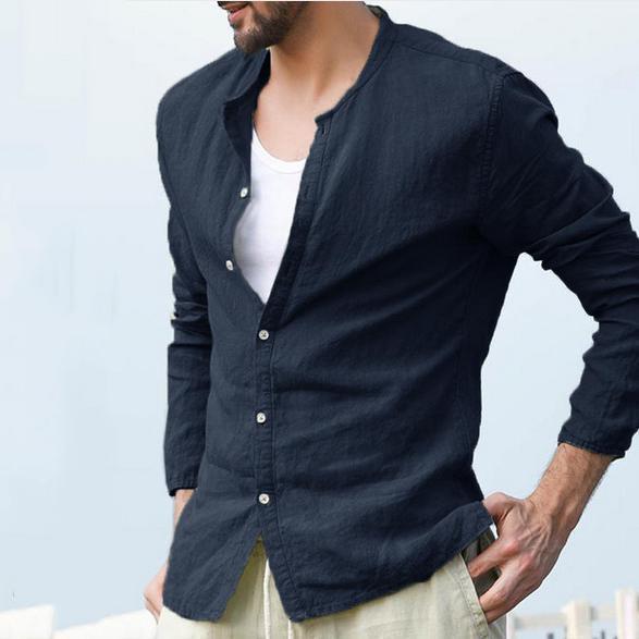 Fashion Casual Mens Cotton/Linen Shirt