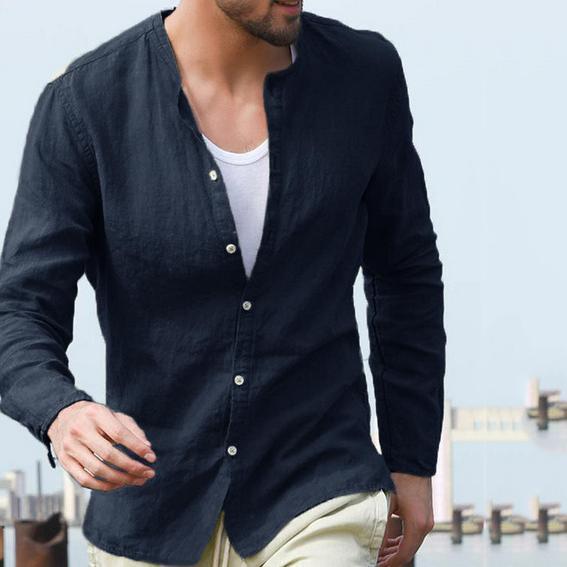 Fashion Casual Mens Cotton/Linen Shirt