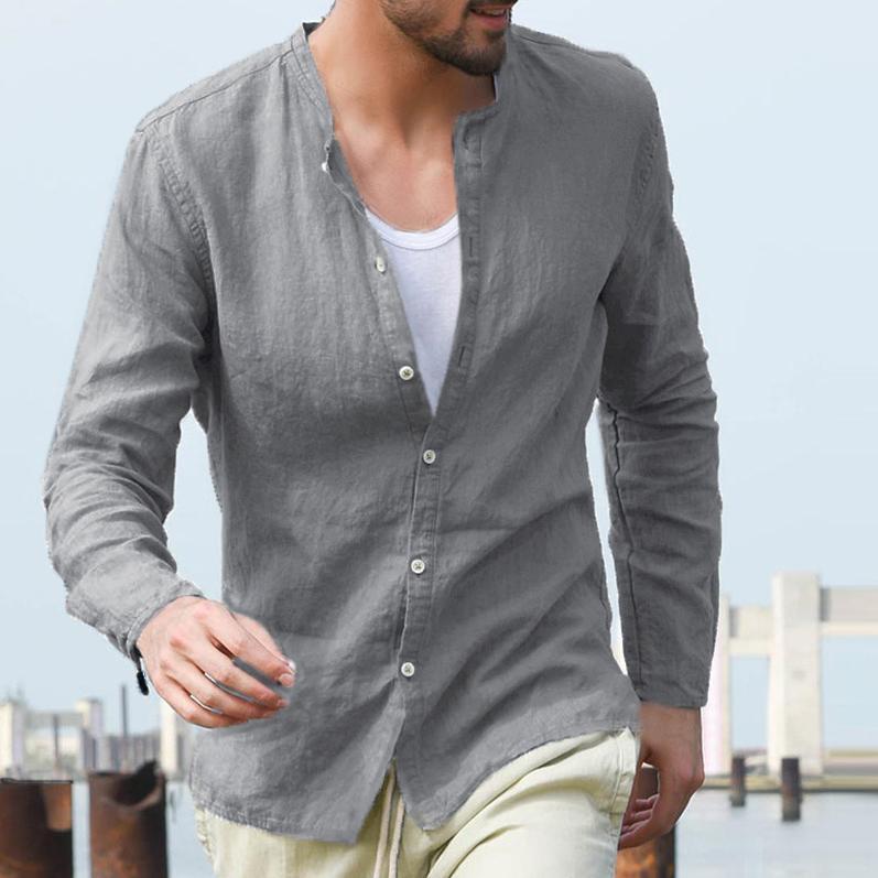 Fashion Casual Mens Cotton/Linen Shirt