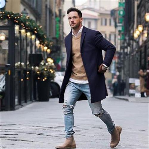 Fashion Plain Button Long Coat