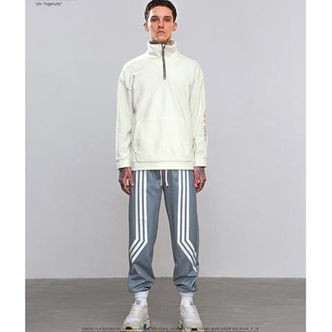 Fashion High Collar Plain Zipper Letter Embroidery Hoodie