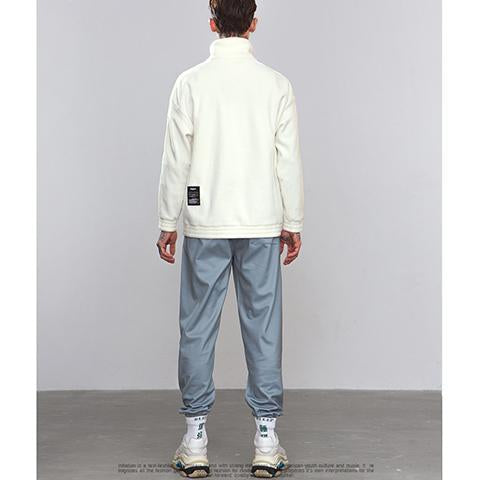 Fashion High Collar Plain Zipper Letter Embroidery Hoodie