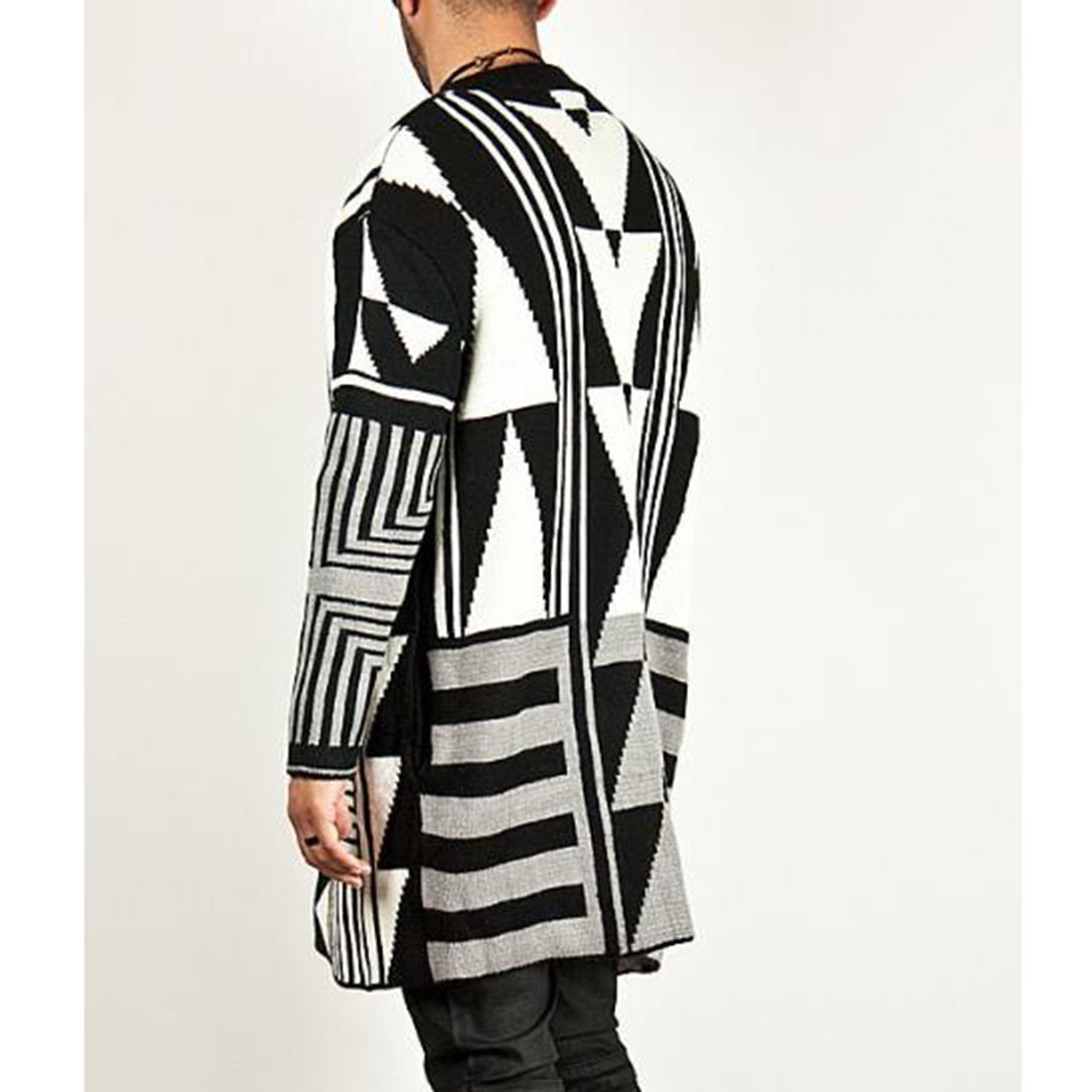 Casual Geometry Printed Knit Sweater Coat