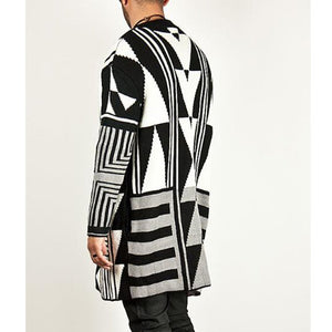 Casual Geometry Printed Knit Sweater Coat