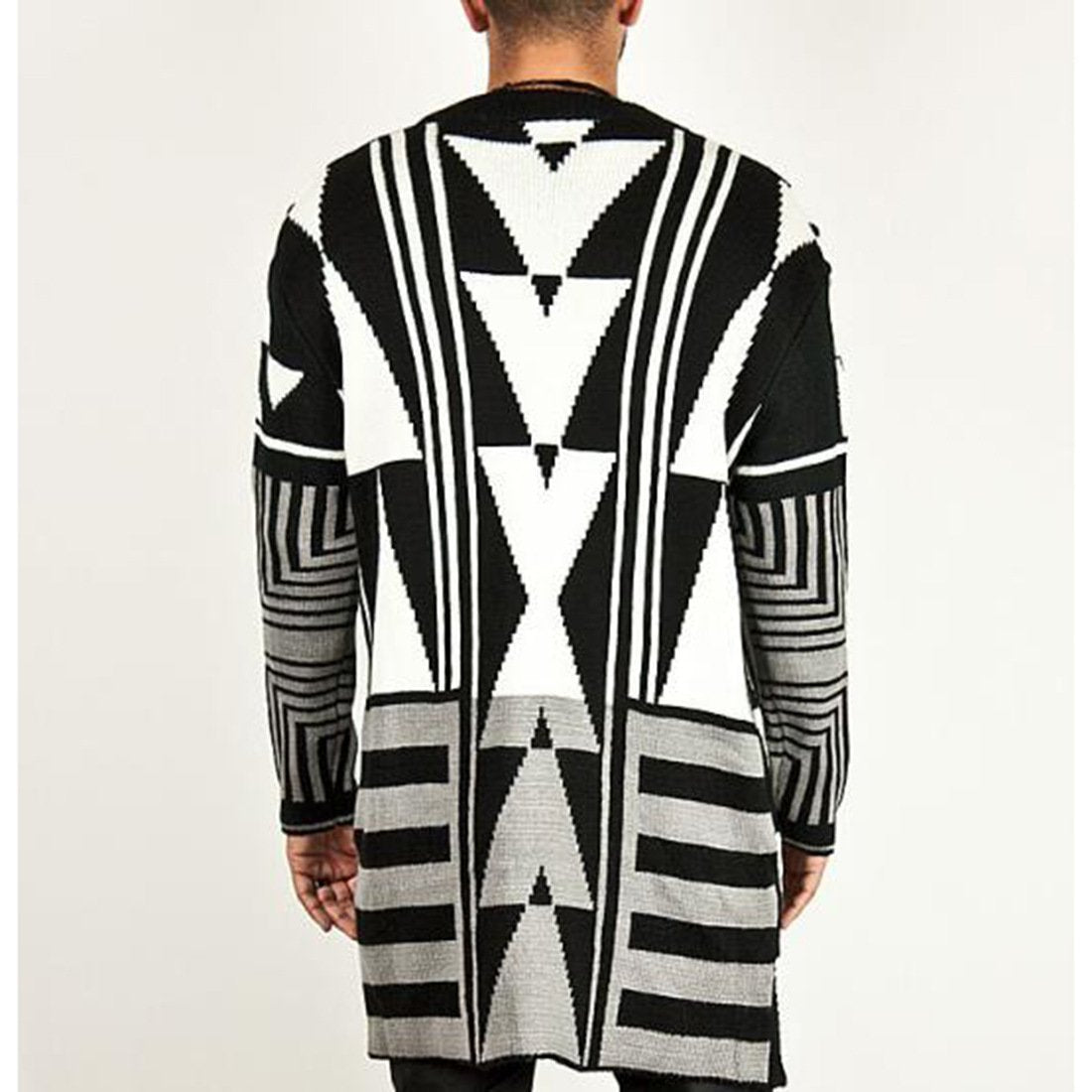 Casual Geometry Printed Knit Sweater Coat