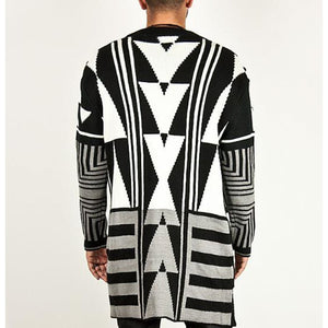 Casual Geometry Printed Knit Sweater Coat