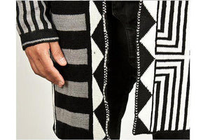 Casual Geometry Printed Knit Sweater Coat