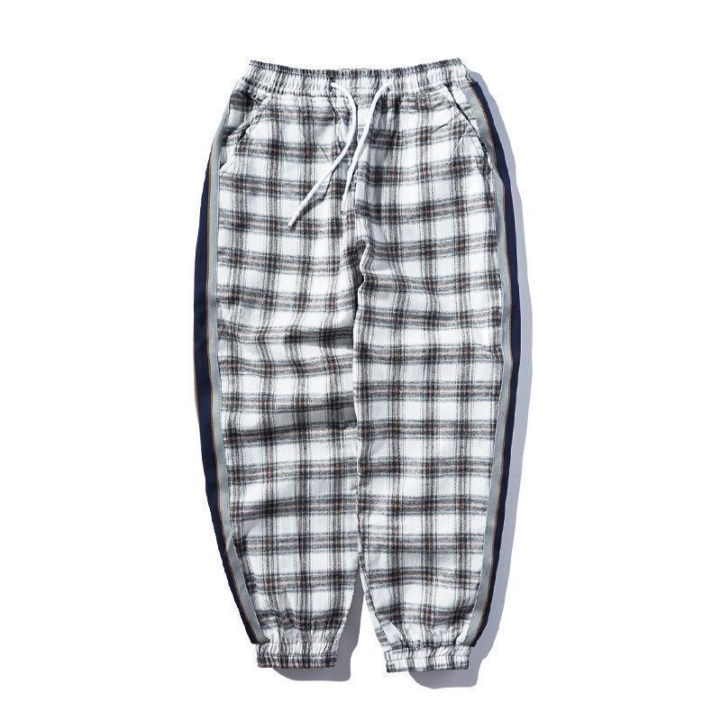 Fashion Check Printed Elastci Waist Loose Jogger Pants