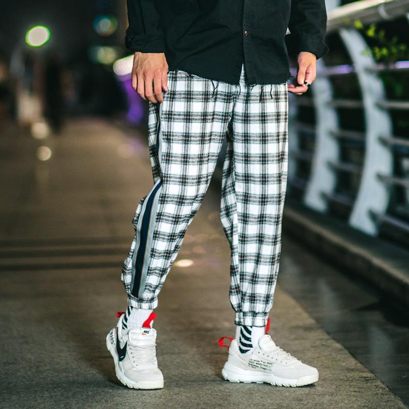Fashion Check Printed Elastci Waist Loose Jogger Pants