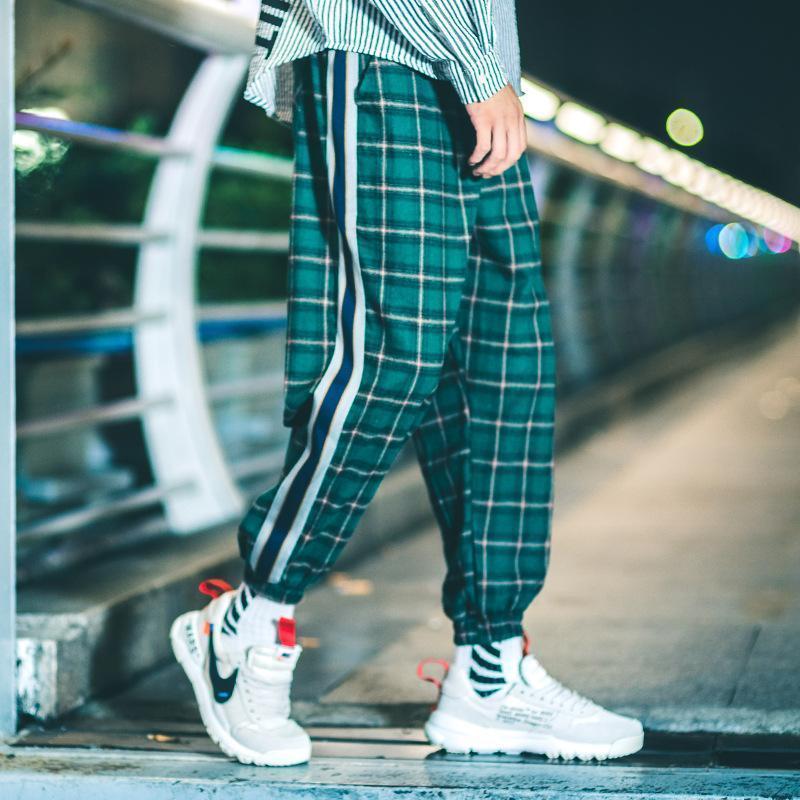 Fashion Check Printed Elastci Waist Loose Jogger Pants