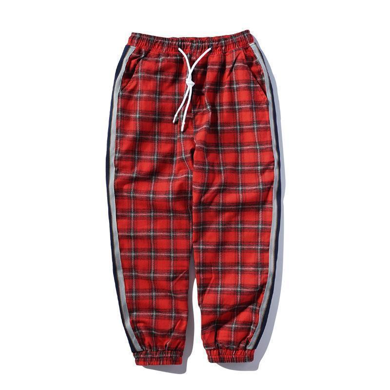 Fashion Check Printed Elastci Waist Loose Jogger Pants