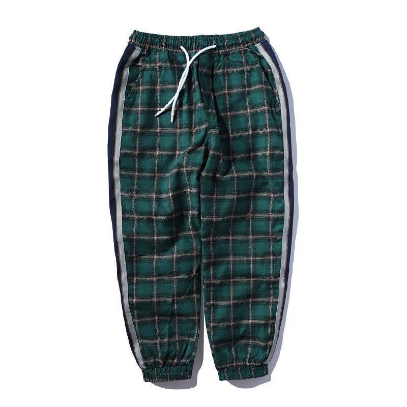 Fashion Check Printed Elastci Waist Loose Jogger Pants