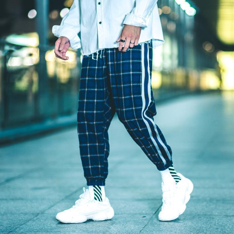 Fashion Check Printed Elastci Waist Loose Jogger Pants