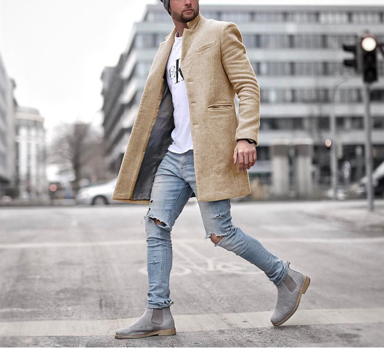Autumn And Winter   Fashion Pure Color Long Warm Coat