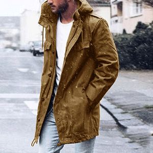 Casual Fashion Plain Zipper Hooded Long Wind Coat