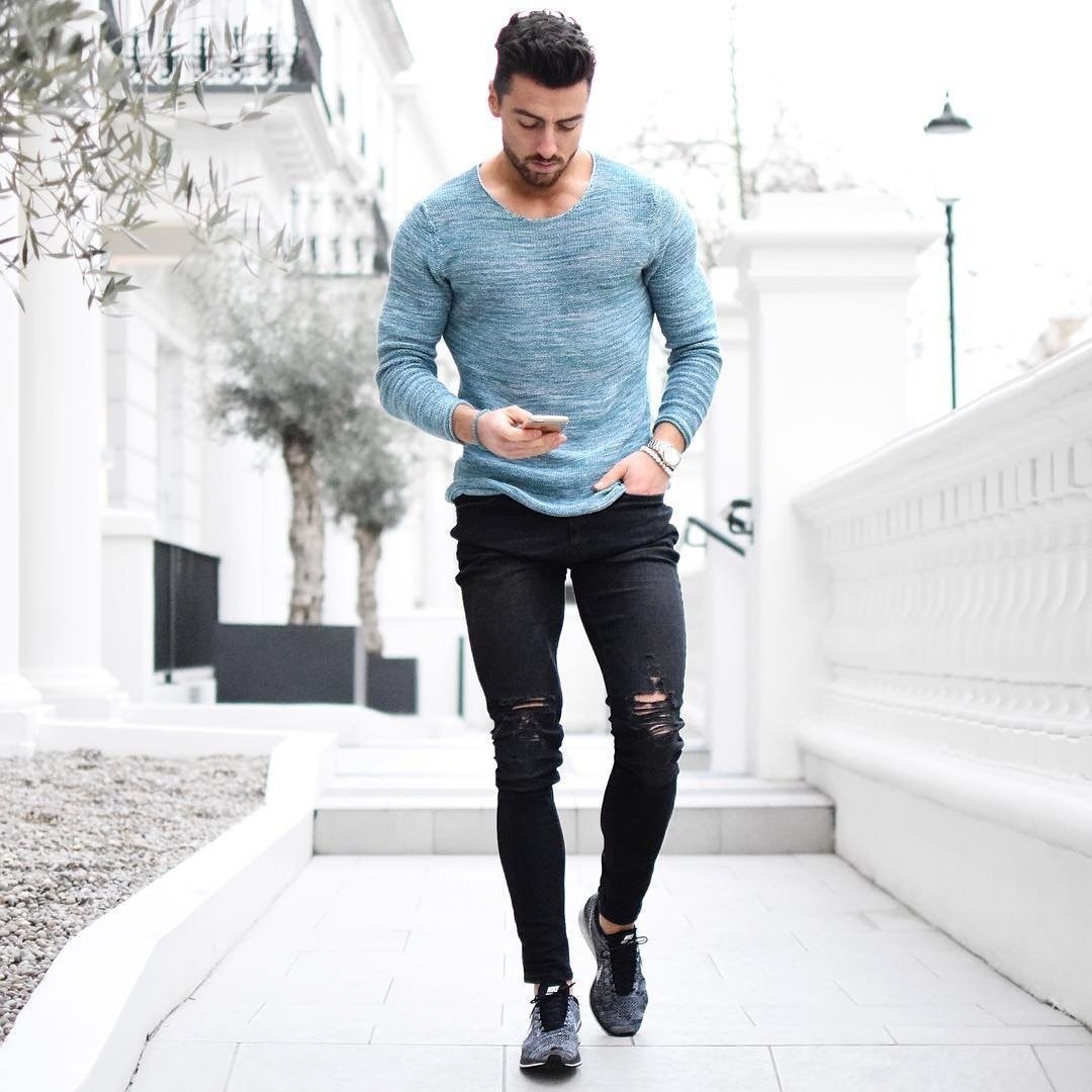 Fashion Long Sleeve Round Neck Slim Men's T-Shirt