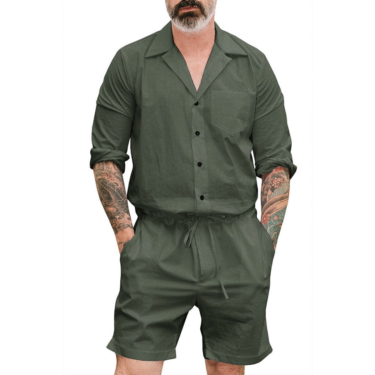 Fashion Plain Mens Casual Jumpsuit