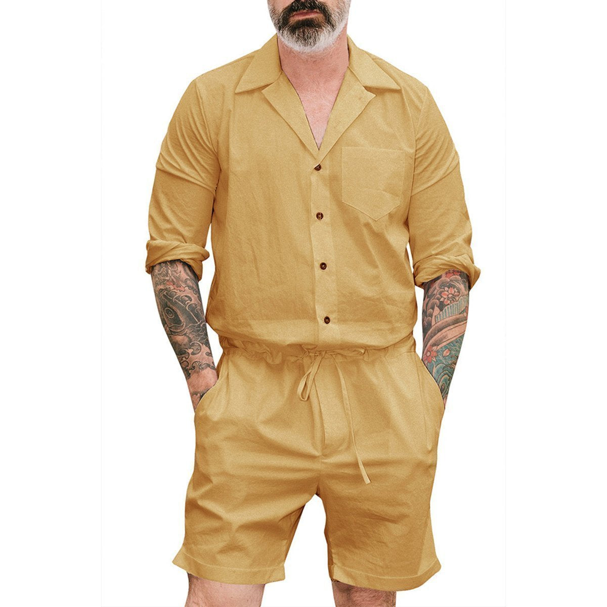 Fashion Plain Mens Casual Jumpsuit