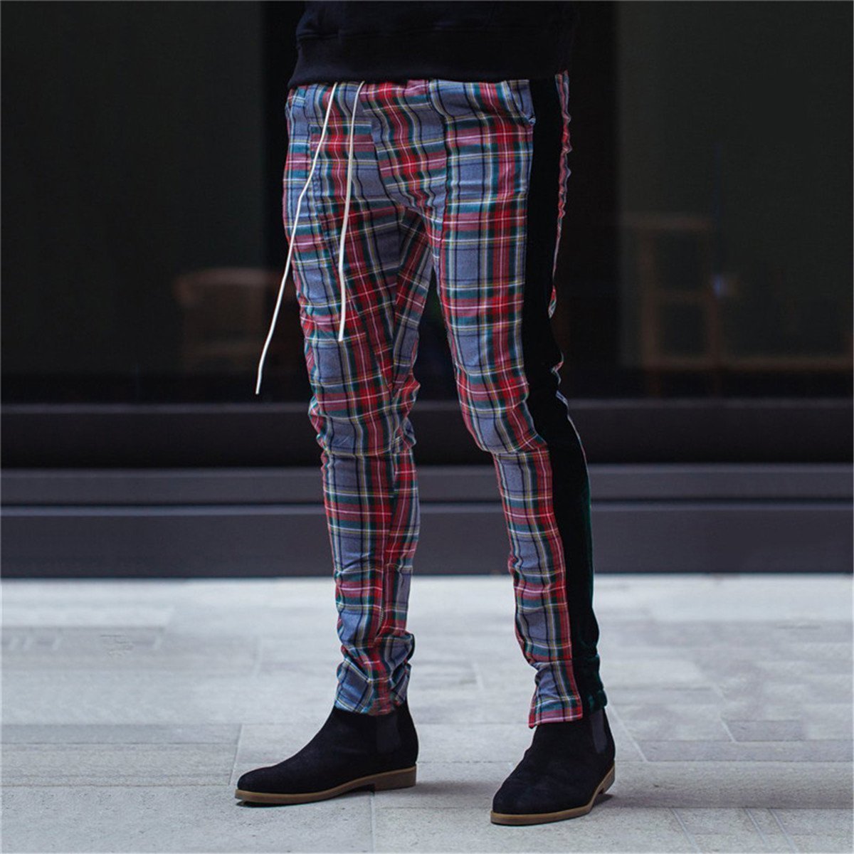 Fashion Printed Split Joint Drawstring Jogger Pants