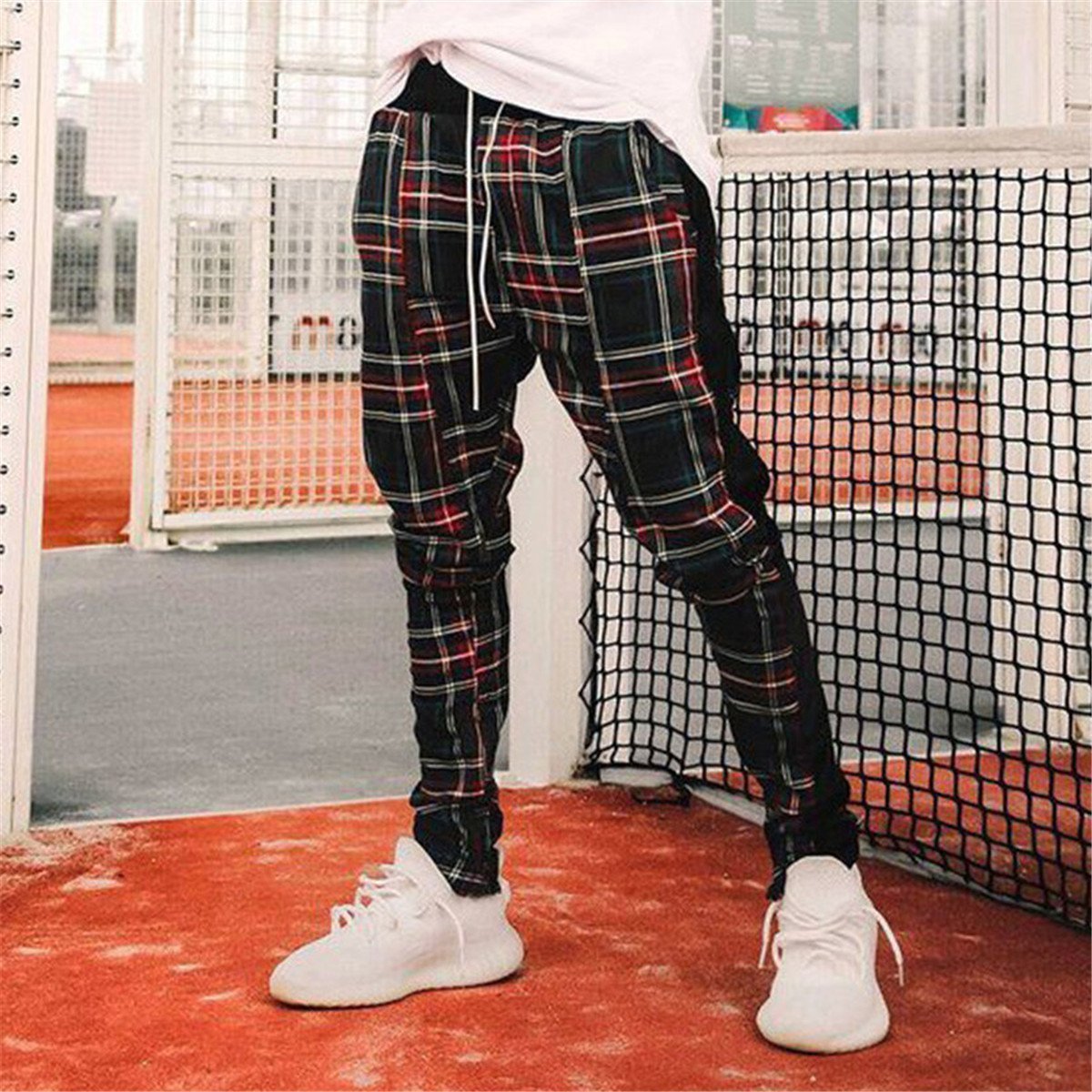 Fashion Printed Split Joint Drawstring Jogger Pants