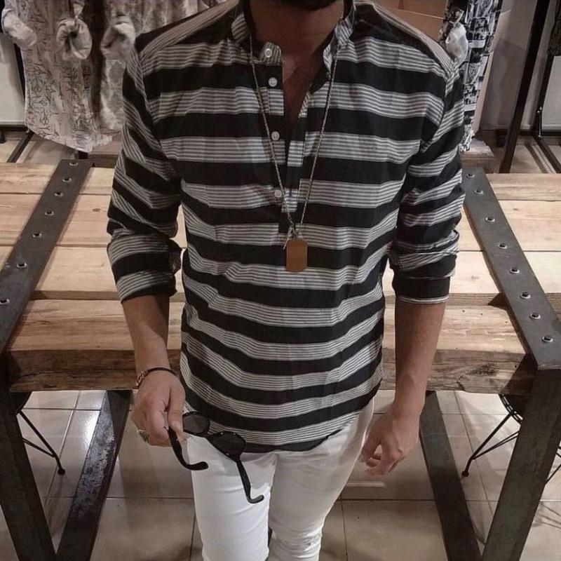 Casual Long-Sleeved Shirt Spliced