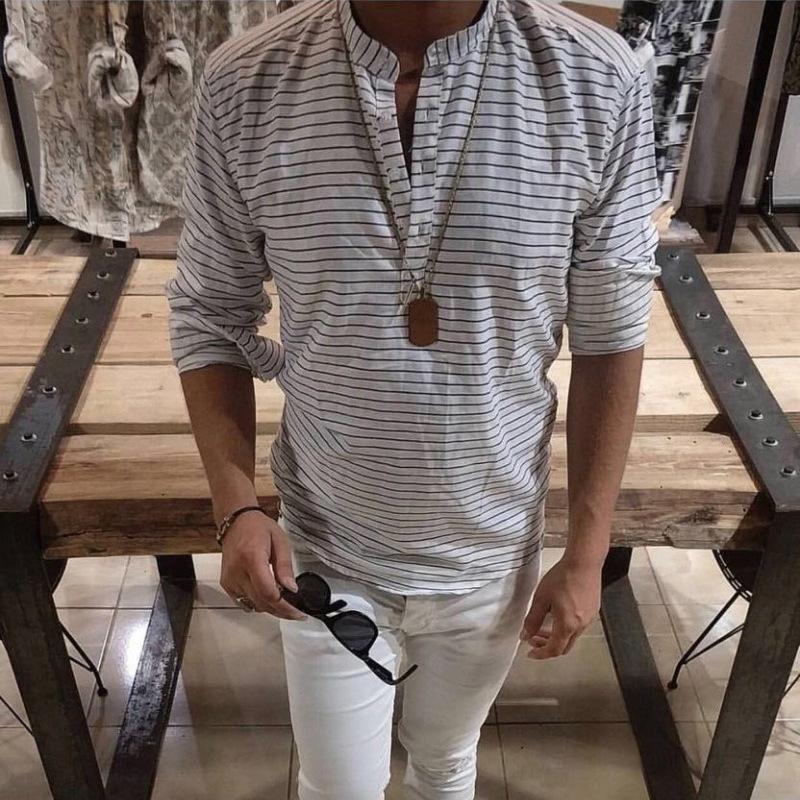 Casual Long-Sleeved Shirt Spliced