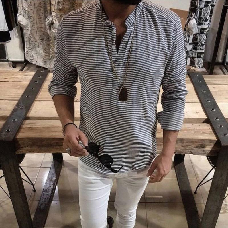 Casual Long-Sleeved Shirt Spliced