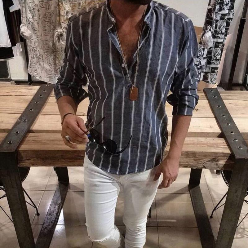 Casual Long-Sleeved Shirt Spliced