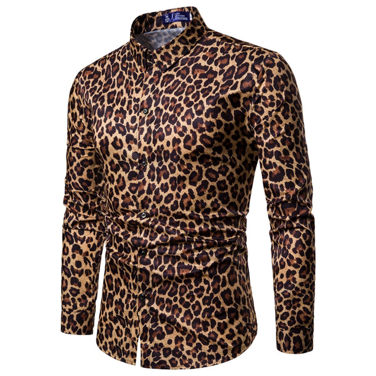 Men's Leopard Print Long Sleeve Shirt