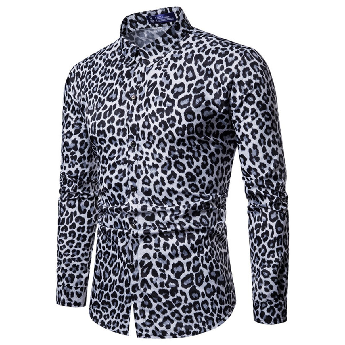 Men's Leopard Print Long Sleeve Shirt