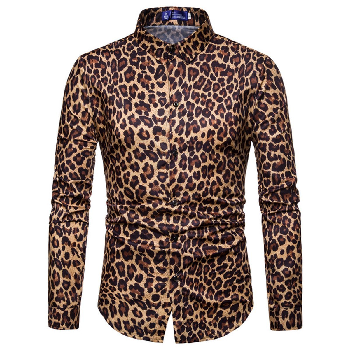 Men's Leopard Print Long Sleeve Shirt