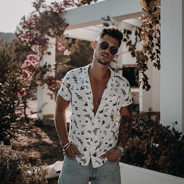 Summer Fashion Lapel Fun Print Short-Sleeved Shirt