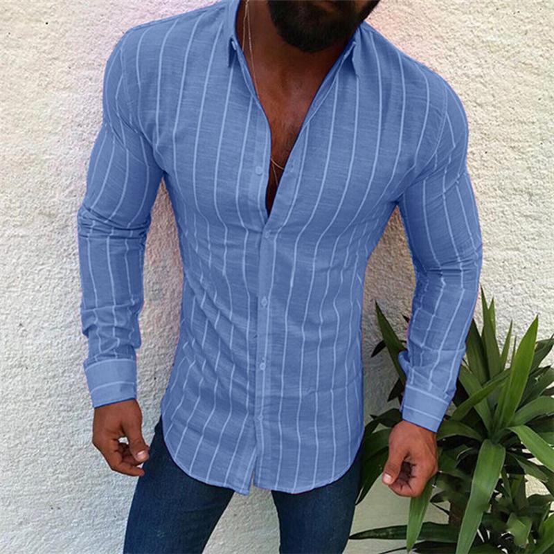 Men's Simple Fashion Pinstripe Slim Fit  Shirt