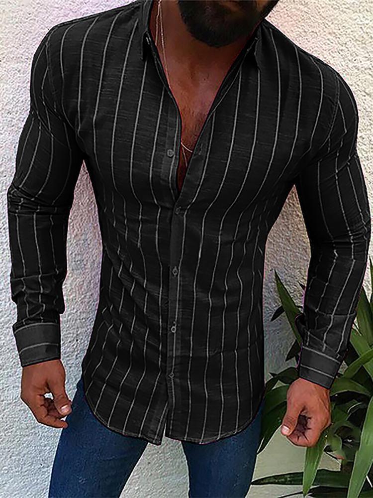 Men's Simple Fashion Pinstripe Slim Fit  Shirt