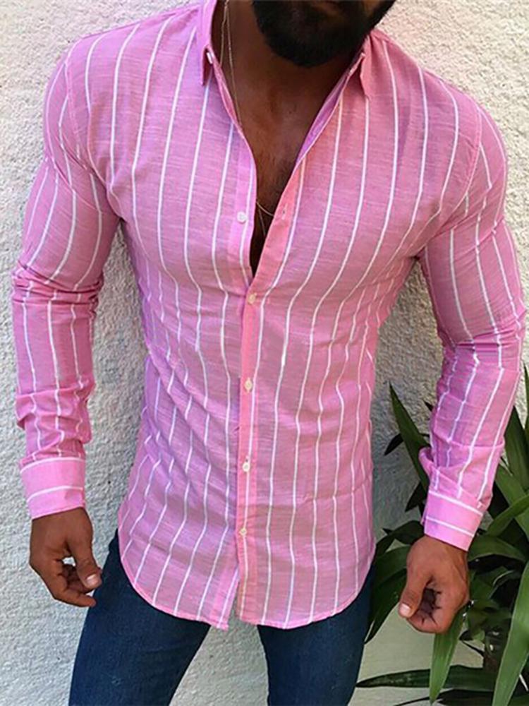Men's Simple Fashion Pinstripe Slim Fit  Shirt