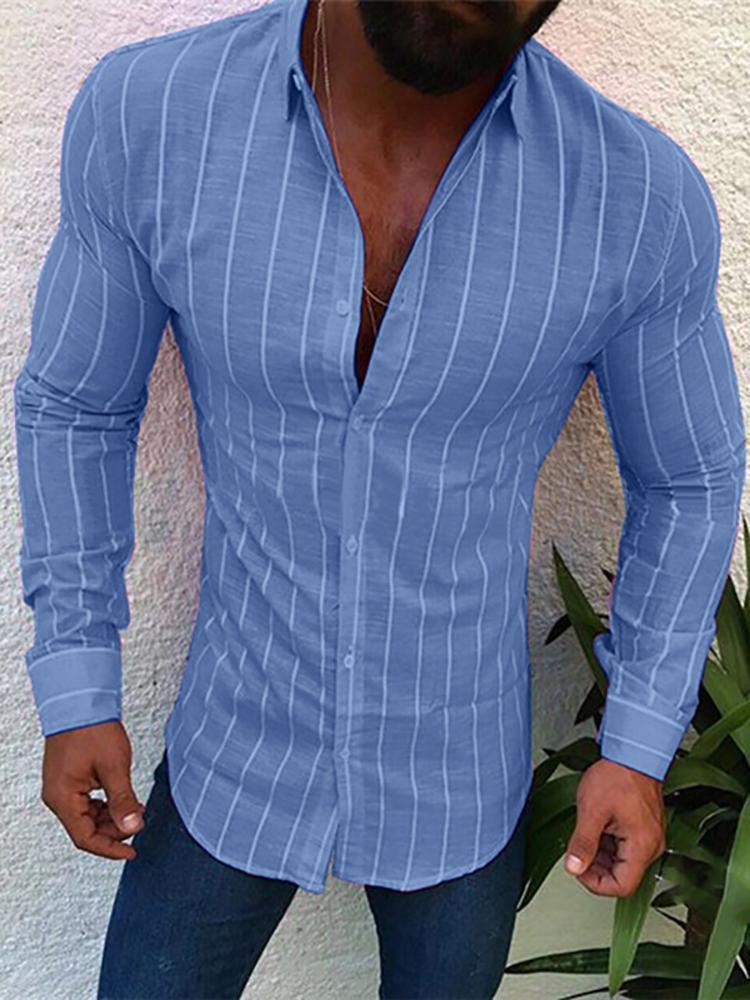Men's Simple Fashion Pinstripe Slim Fit  Shirt