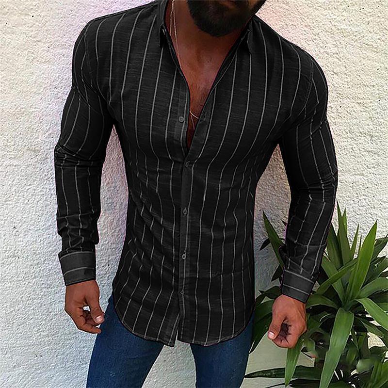 Men's Simple Fashion Pinstripe Slim Fit  Shirt