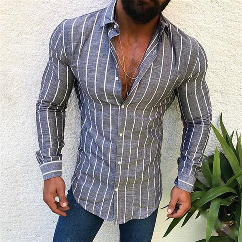 Men's Simple Fashion Pinstripe Slim Fit  Shirt