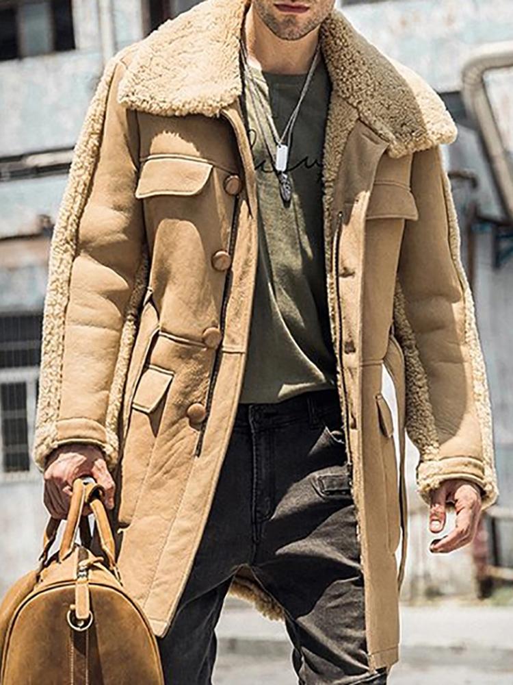 Casual Lapel Pockets Long Sleeve Overcoat