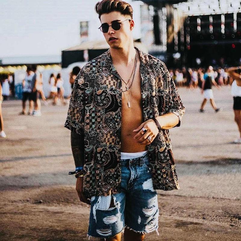 Fashion Printed Colour Short Sleeve Blouse