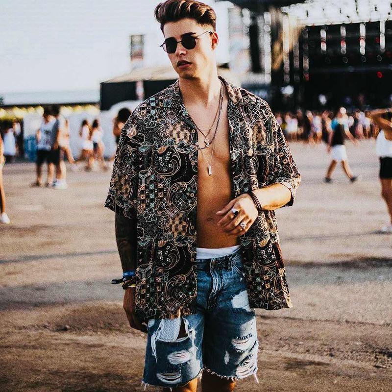 Fashion Printed Colour Short Sleeve Blouse